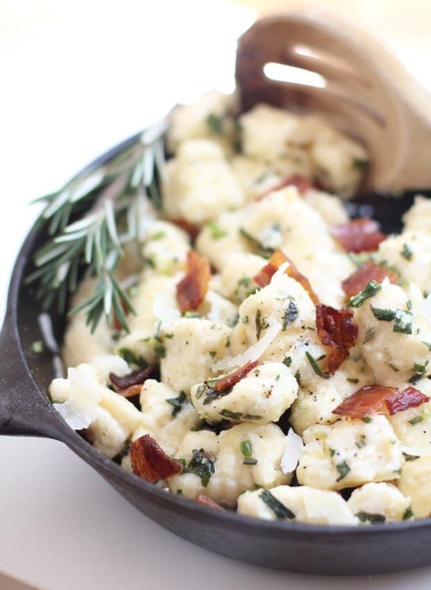 Ricotta Gnocchi with Herbed Butter and Bacon Inquiring Chef