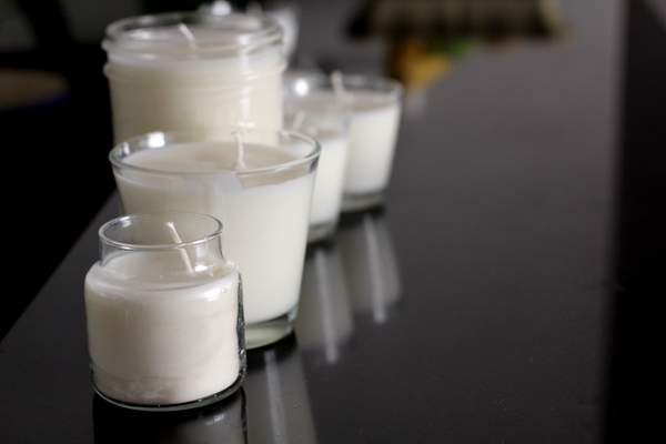 soy candles in glass jars