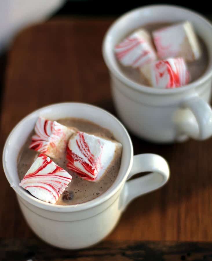 homemade marshmallows in cups of cocoa